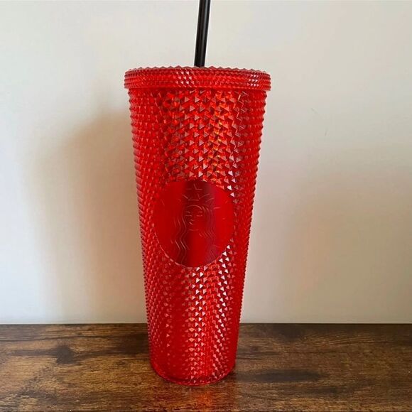 STARBUCKS 24oz Red Collegiate Rutgers University Studded Cold Cup Tumbler HTF!! - Picture 4 of 6